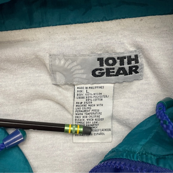 Vintage 80s/90s 10th Gear Full Zip Windbreaker Jacket Size L Used - Picture 3 of 3